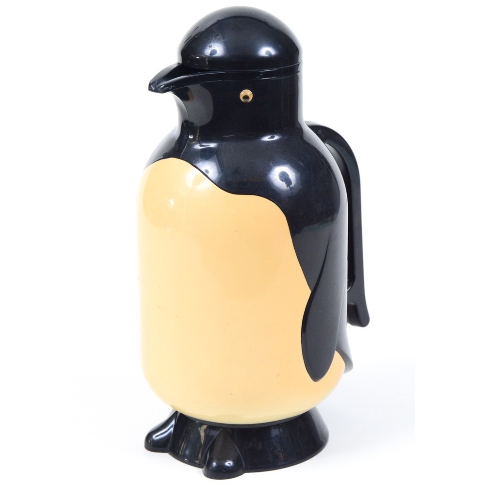 Rare Metrokane Penguin Carafe Thermos Vintage Black Yellow Plastic 11.5"